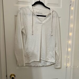 Pact organic White Hooded Long Sleeve Tee Shirt Hoodie